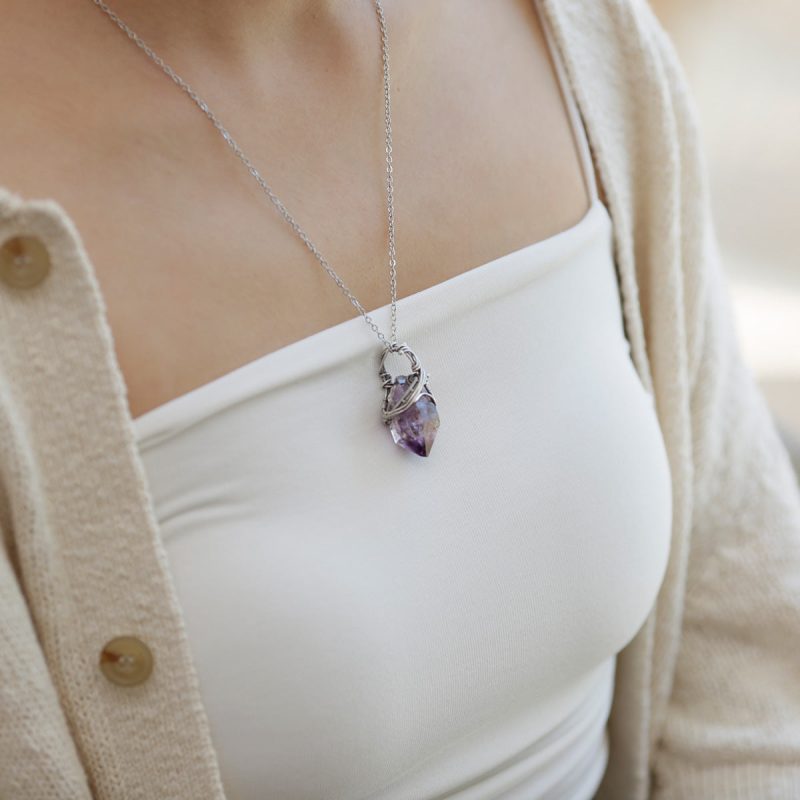 Spiritual Path Enlightenment Amethyst Silver Pendants - Image 5