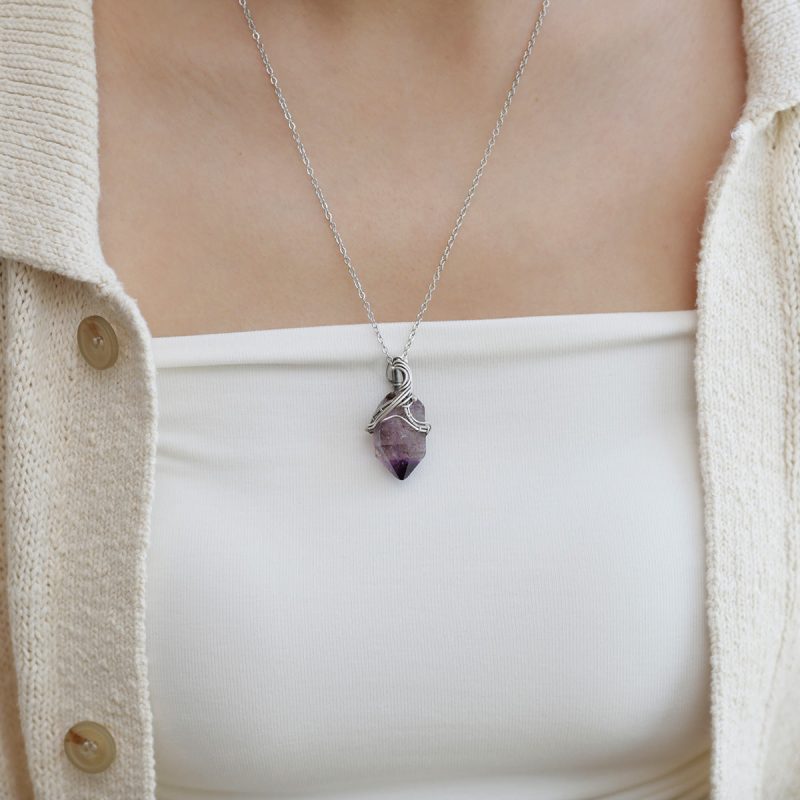Spiritual Path Enlightenment Amethyst Silver Pendants - Image 4