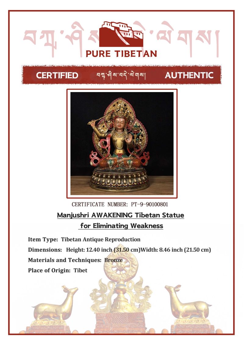 Manjushri AWAKENING Tibetan Statue for Eliminating Weakness - Image 2