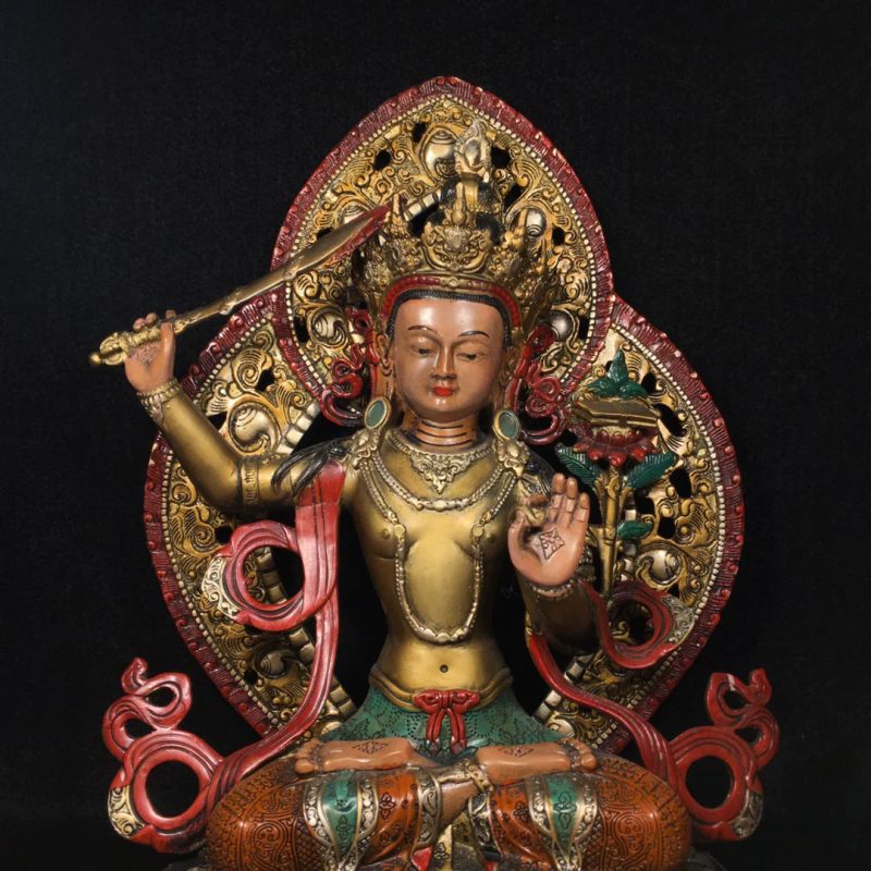 SUKHAVATI Manjushri AWAKENING Tibetan Statue for Eliminating Weakness - Image 2