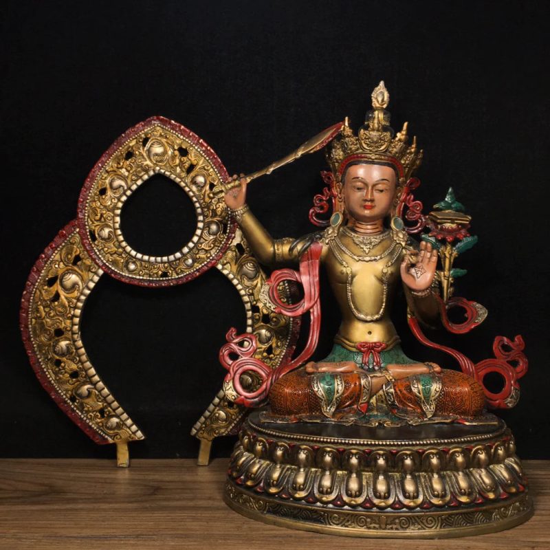 SUKHAVATI Manjushri AWAKENING Tibetan Statue for Eliminating Weakness - Image 6