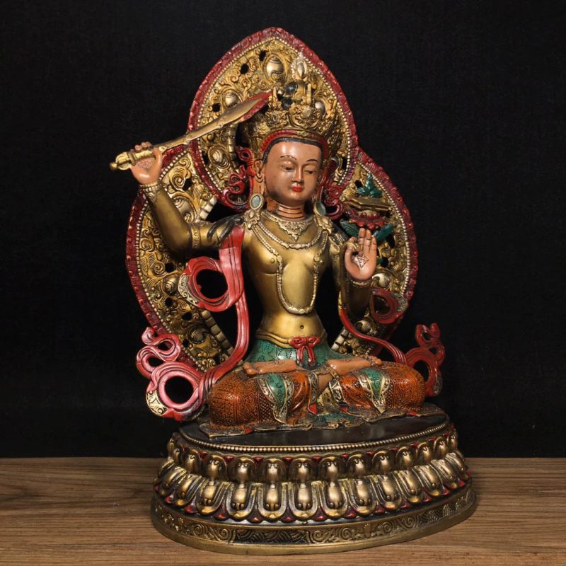 SUKHAVATI Manjushri AWAKENING Tibetan Statue for Eliminating Weakness - Image 5
