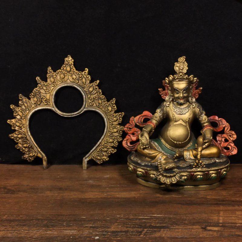 SUKHAVATI Yellow Jambhala FORTUNE Tibetan Statue for Eliminating Poverty - Image 4