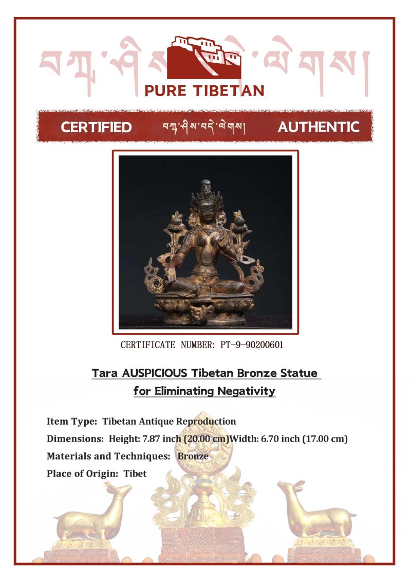Tara AUSPICIOUS Tibetan Bronze Statue for Eliminating Negativity - Image 2