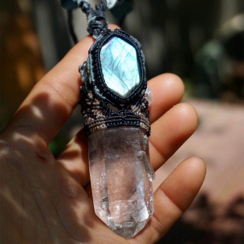 The Force Energy Inlaid gems Wax Rope Crystal Pendant - Image 5