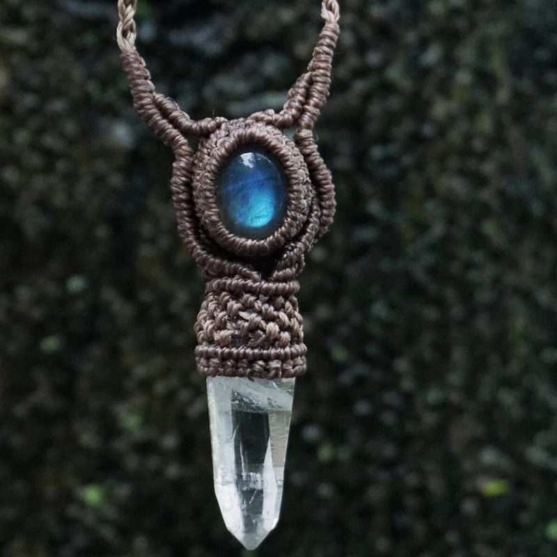 The Force Energy Inlaid gems Wax Rope Crystal Pendant - Image 2