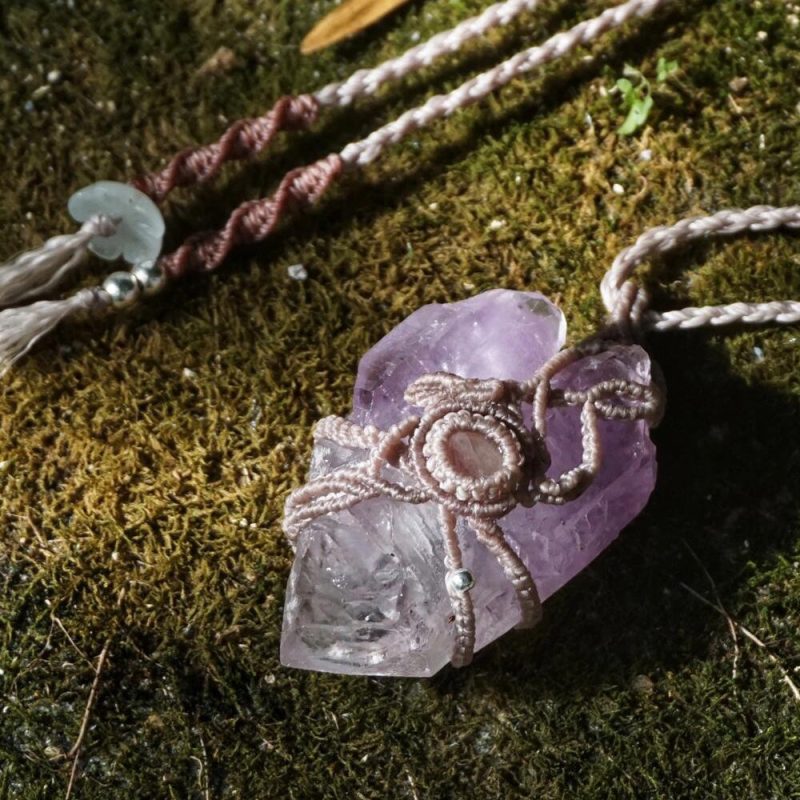 Gentle Calm Amethyst Wax Rope Pendant - Image 3