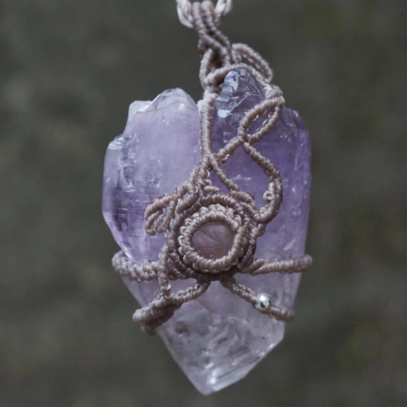 Gentle Calm Amethyst Wax Rope Pendant - Image 4