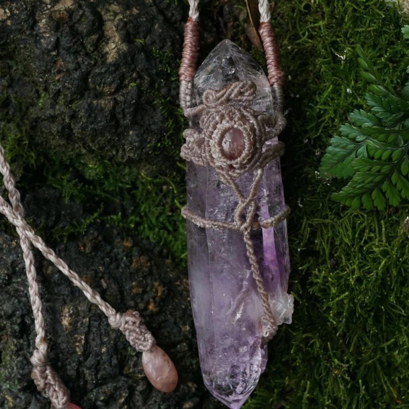 Gentle Calm Amethyst Wax Rope Pendant - Image 2