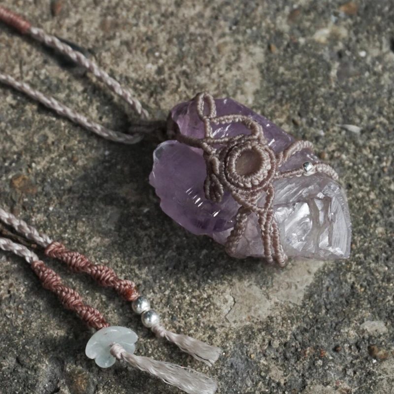 Gentle Calm Amethyst Wax Rope Pendant - Image 8