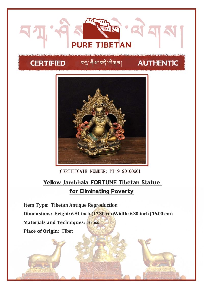 Yellow Jambhala FORTUNE Tibetan Statue for Eliminating Poverty - Image 2