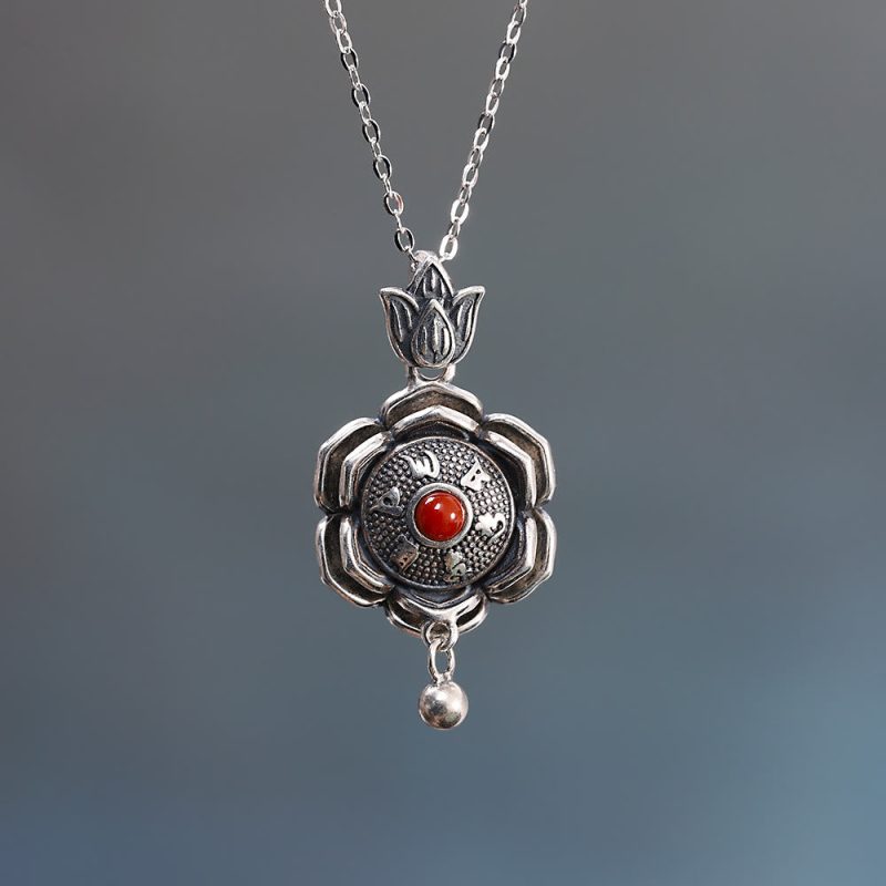 EXQUISITE IN 925 Sterling Silver Om Mani Padme Hum Lotus Peace Necklace Pendant Earrings - Image 2