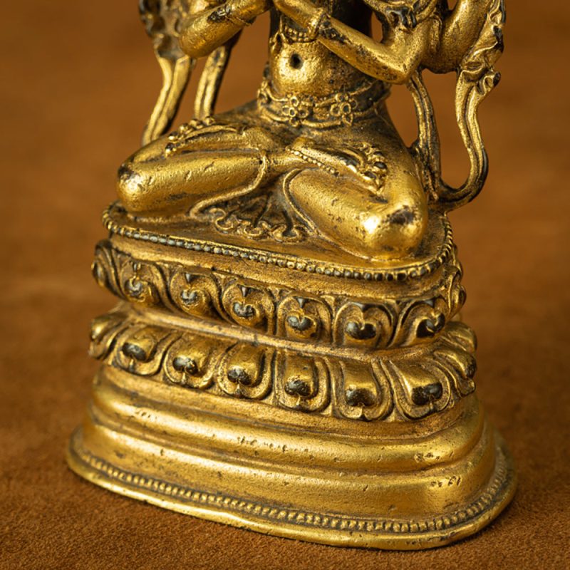 Rare Full Of Gold Qing Dynasty Tibetan Avalokitesvara Statue Whoever Is Gazed At By It Can Be Liberated - Image 5