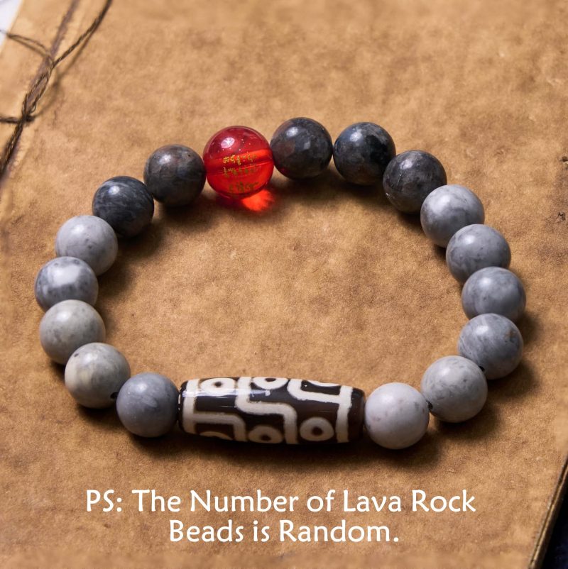 EXQUISITE IN Tibetan Nine-Eye Dzi Bead Picasso Jasper Positive Bracelet
