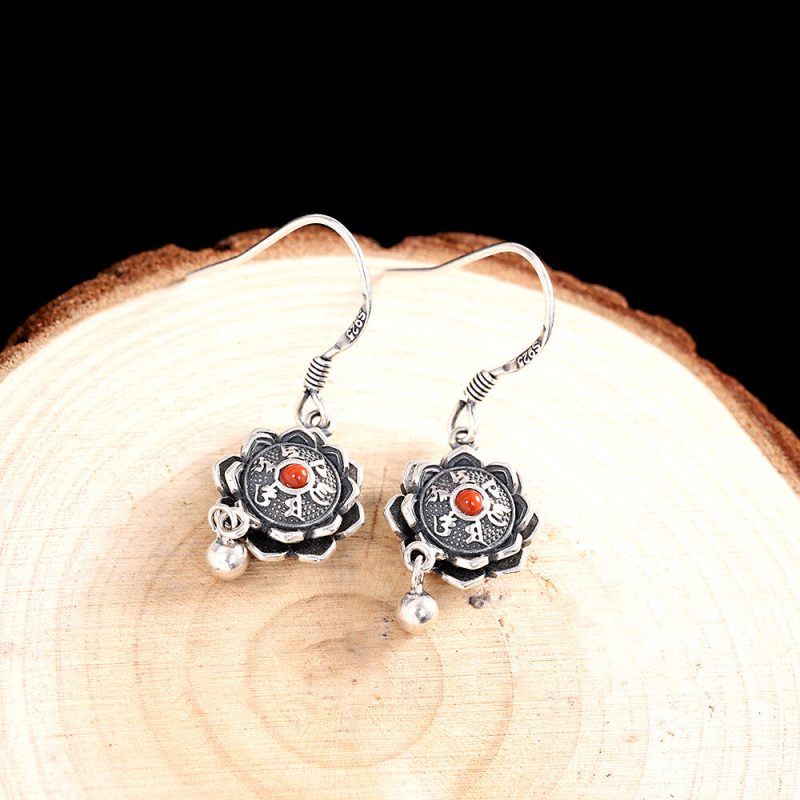EXQUISITE IN 925 Sterling Silver Om Mani Padme Hum Lotus Peace Necklace Pendant Earrings - Image 6