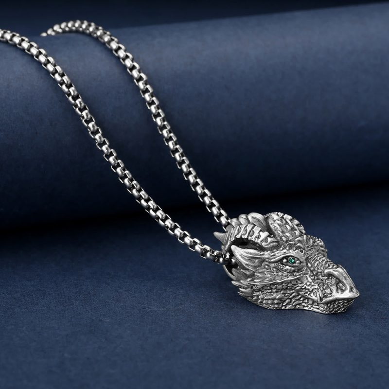 EXQUISITE IN Pure Tin Dragon Head Luck Protection Metal Necklace Pendant - Image 5