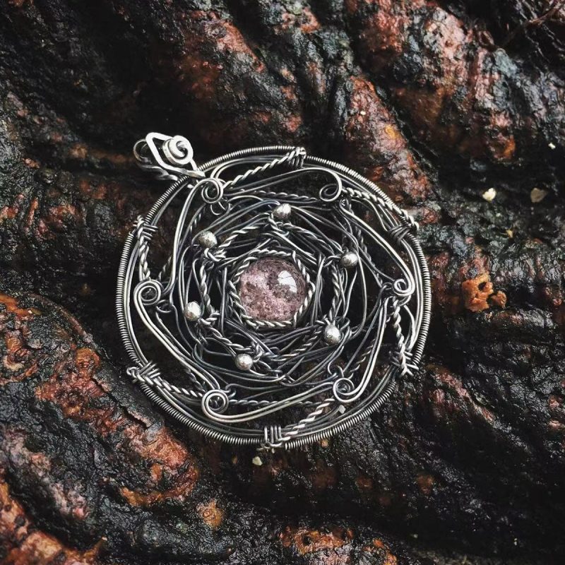Healing Energy Mandala Crystal Quartz Silver Pendants - Image 2